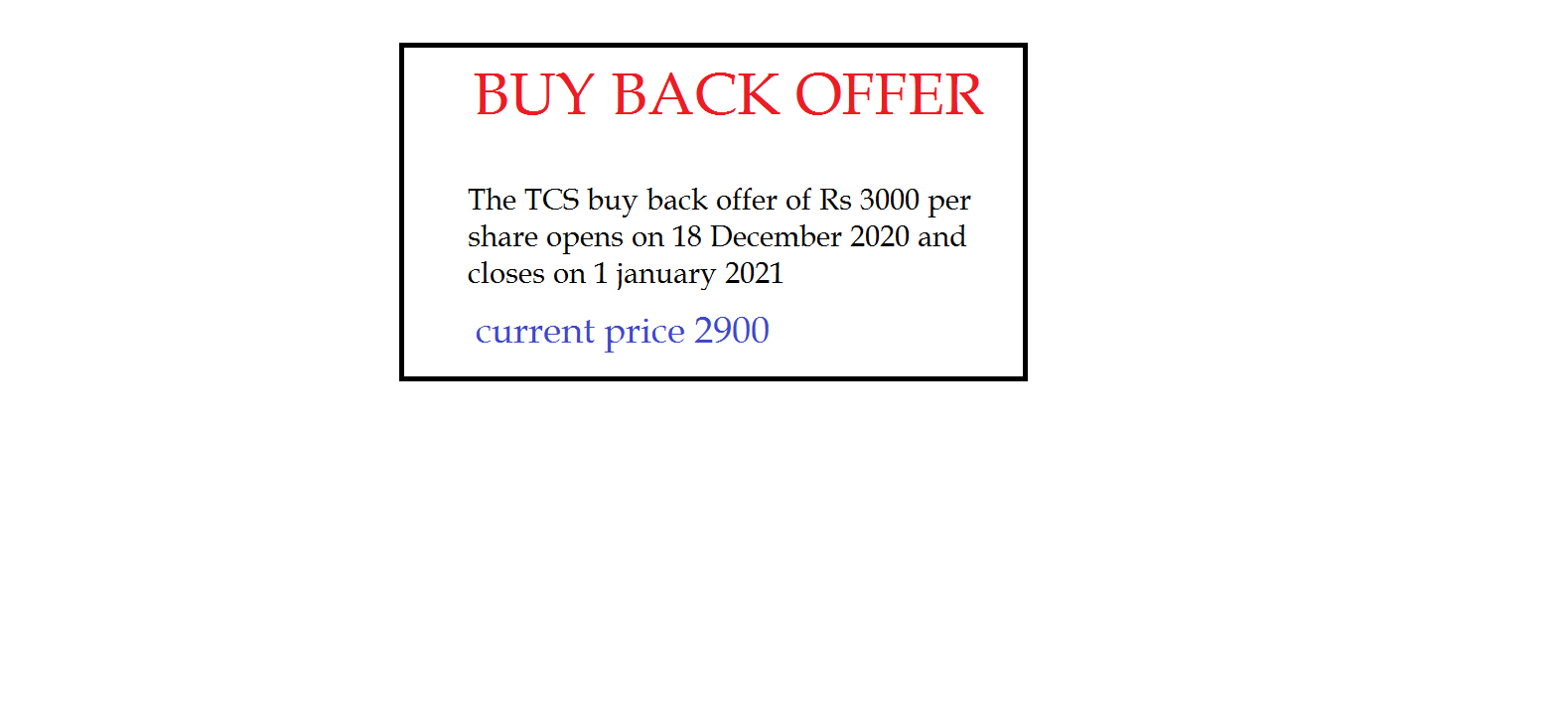 BLOG BY SSS The BUY BACK offer of TCS