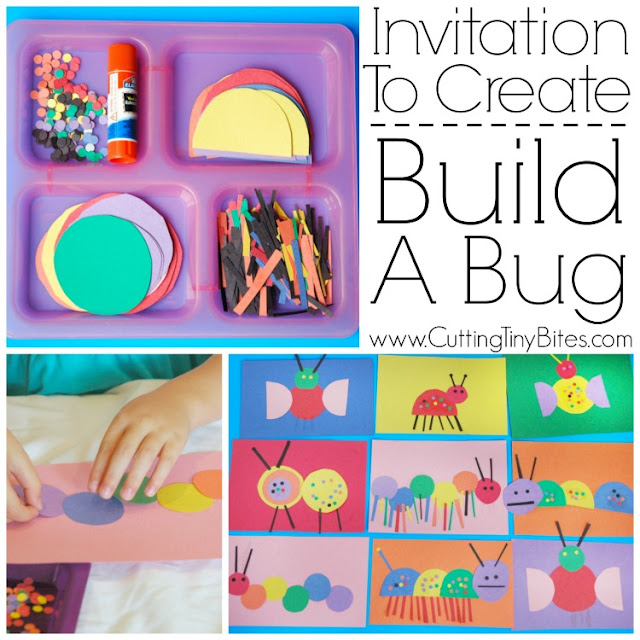Invitation To Create: Build A Bug. Open ended creative insect paper craft for kids. Great for color recognition & fine motor development. Perfect for toddlers and preschoolers.