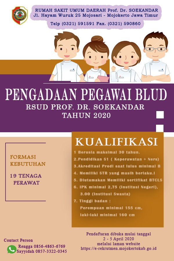 Rekrutmen Tenaga Perawat Non PNS BLUD RSUD Prof. dr. SOEKANDAR