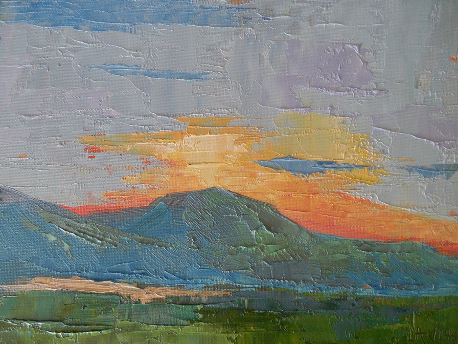 CAROL SCHIFF DAILY PAINTING STUDIO Asheville Mountain Sunset Original