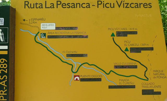 Panel informativo mapa ruta Pico Vízcares Panel informativo mapa ruta Pico Vízcares