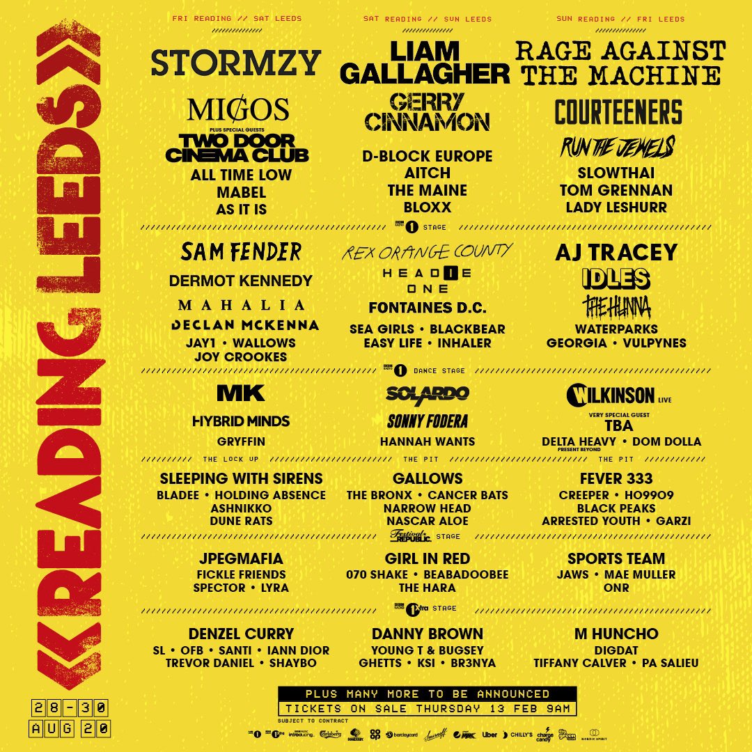 After Musiic Reading y Leeds Festival anuncian line up Stormzy, Liam