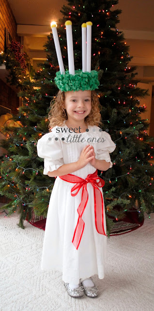 Catholic Liturgical Living: St. Lucy/Lucia Feast Day Celebration Ideas, Traditions, Recipes, and DIY Wreath Crown Craft www.sweetlittleonesblog.com