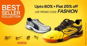 Nike, Puma & Reebok Footwear @ Upto 80% off + Extra 25% off Coupon ~ SnapDeal