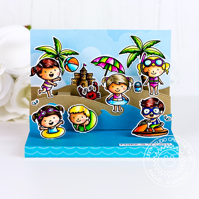Sunny Studio Stamps: Coastal Cuties Beach Babies Catch A Wave Dies Summer Themed Interactive Cards by Lexa Levana and Rachel Alvarado