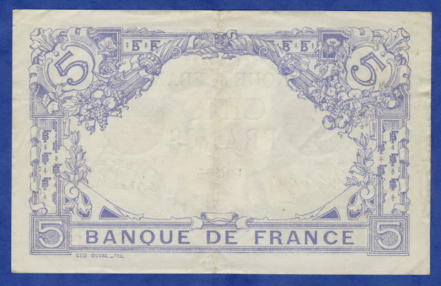 French money currency 5 franc euro bill