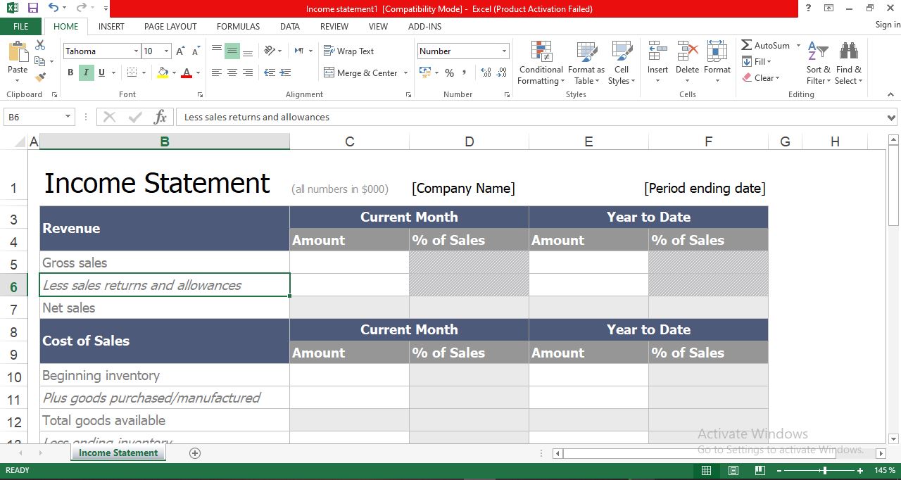 statement excel template free download
