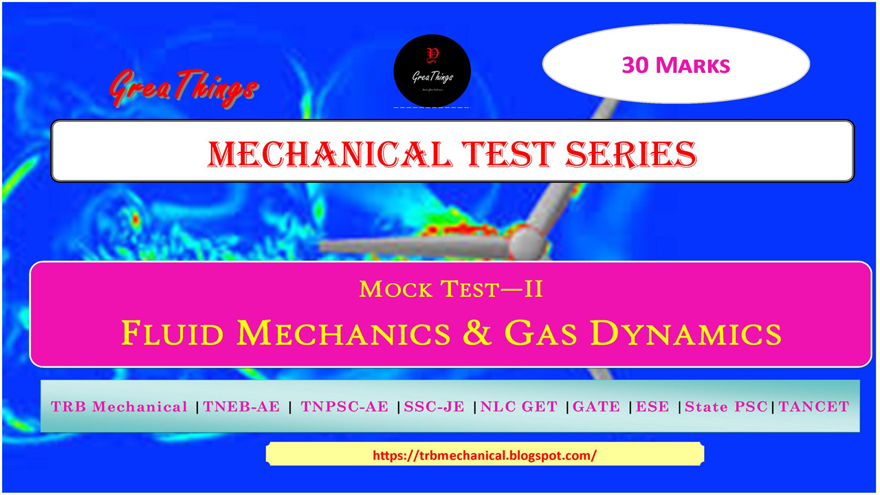 Mechanical Engineering Mechanical Mock Test II FM & Gas DynamicsMechanical Test Series