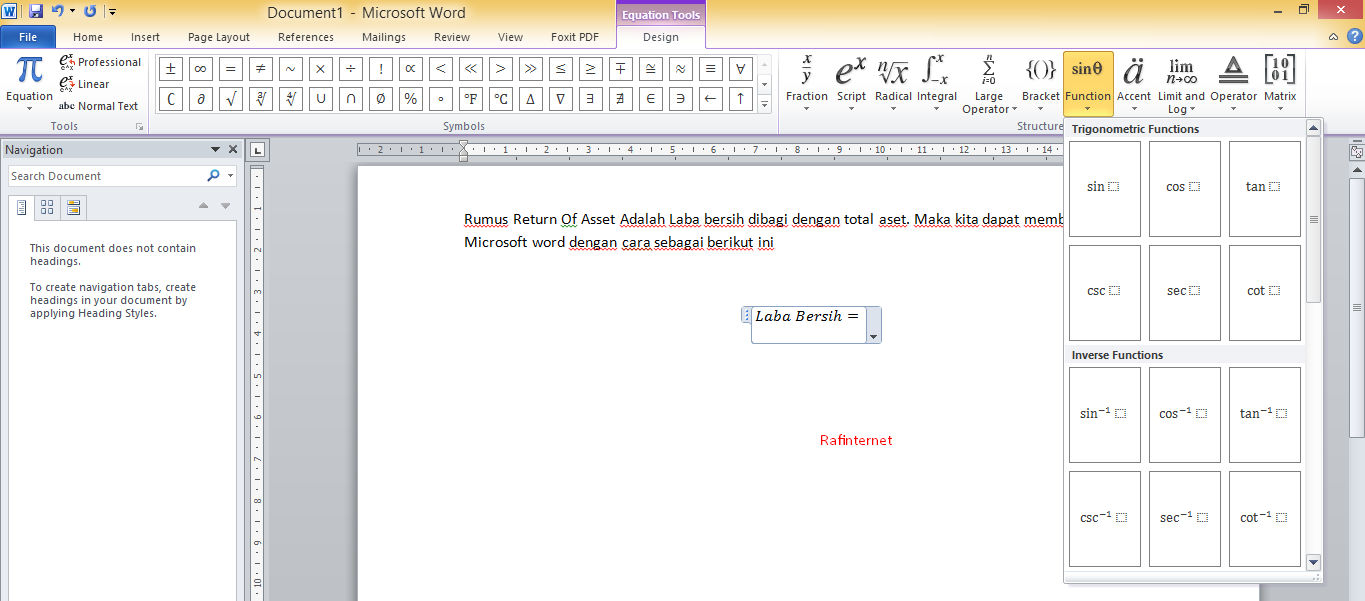Cara Membuat Rumus Matematika Di Word 2007 Pin di Tips