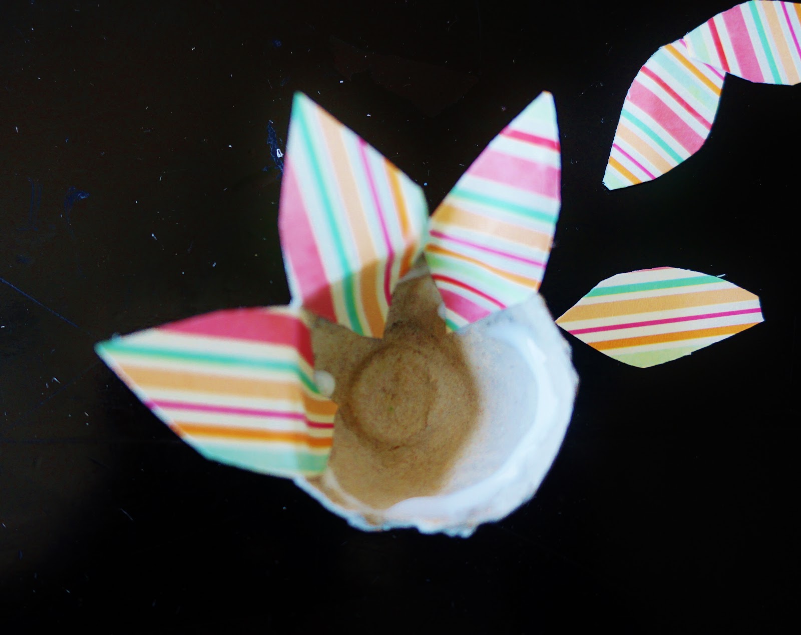 June November EGG CARTON RABBITS AND FLOWERS