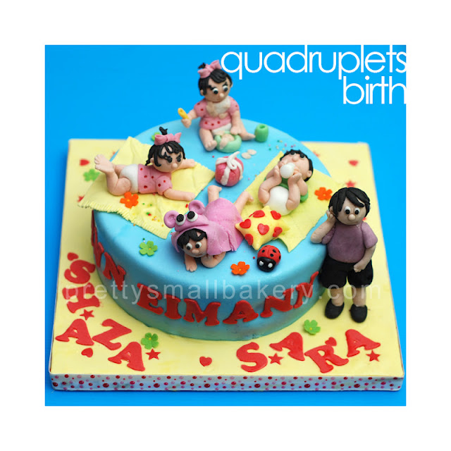 Kek birthday untuk quadruplets  - Prettysmallbakery
