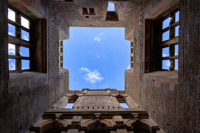 Looking up from the interior of Lyveden New Bield in Northamptonshire