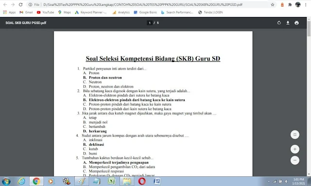 Unduh Contoh soal ujian p3k guru honorer SD dan kunci jawaban