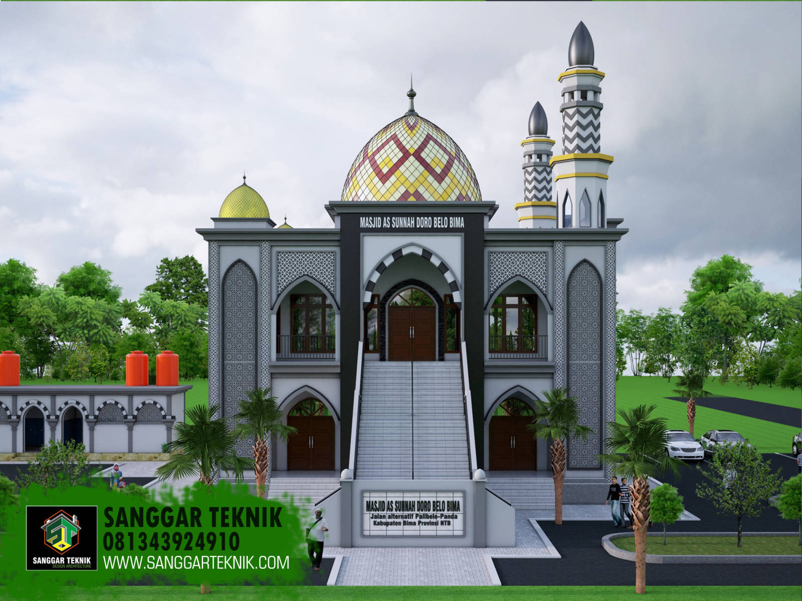  DESAIN  MASJID  MINIMALIS  15X15 2 LANTAI  SANGGAR TEKNIK