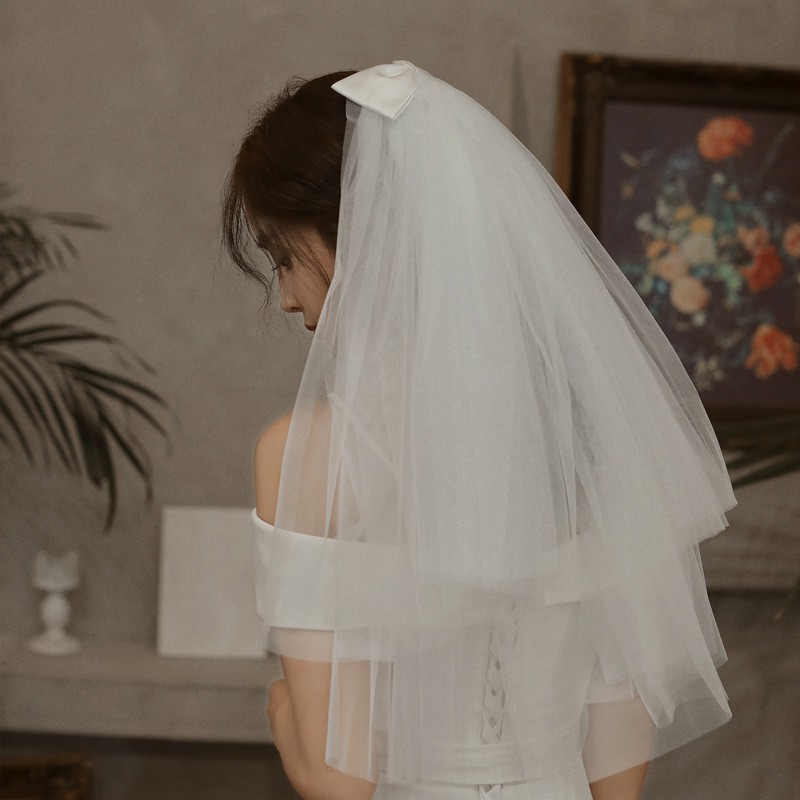 Lúp cô dâu, khăn voan cô dâu 4 lớp phồng đẹp đính nơ - Deal Xu Hướng Giảm  50% Nhiều Sản Phẩm