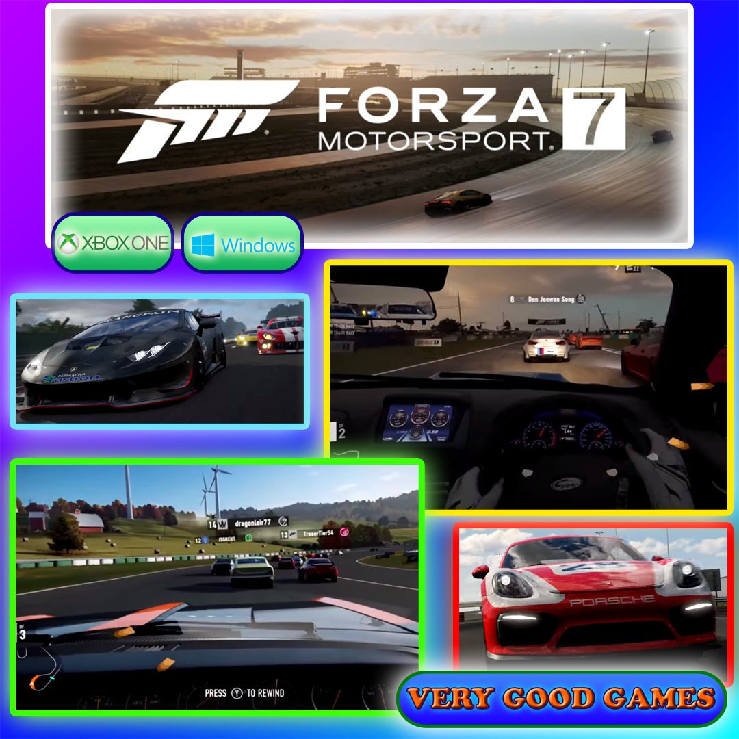 A banner for the review of Forza Motosports 7 - a racing game for Xbox One and Windows 10 computers
