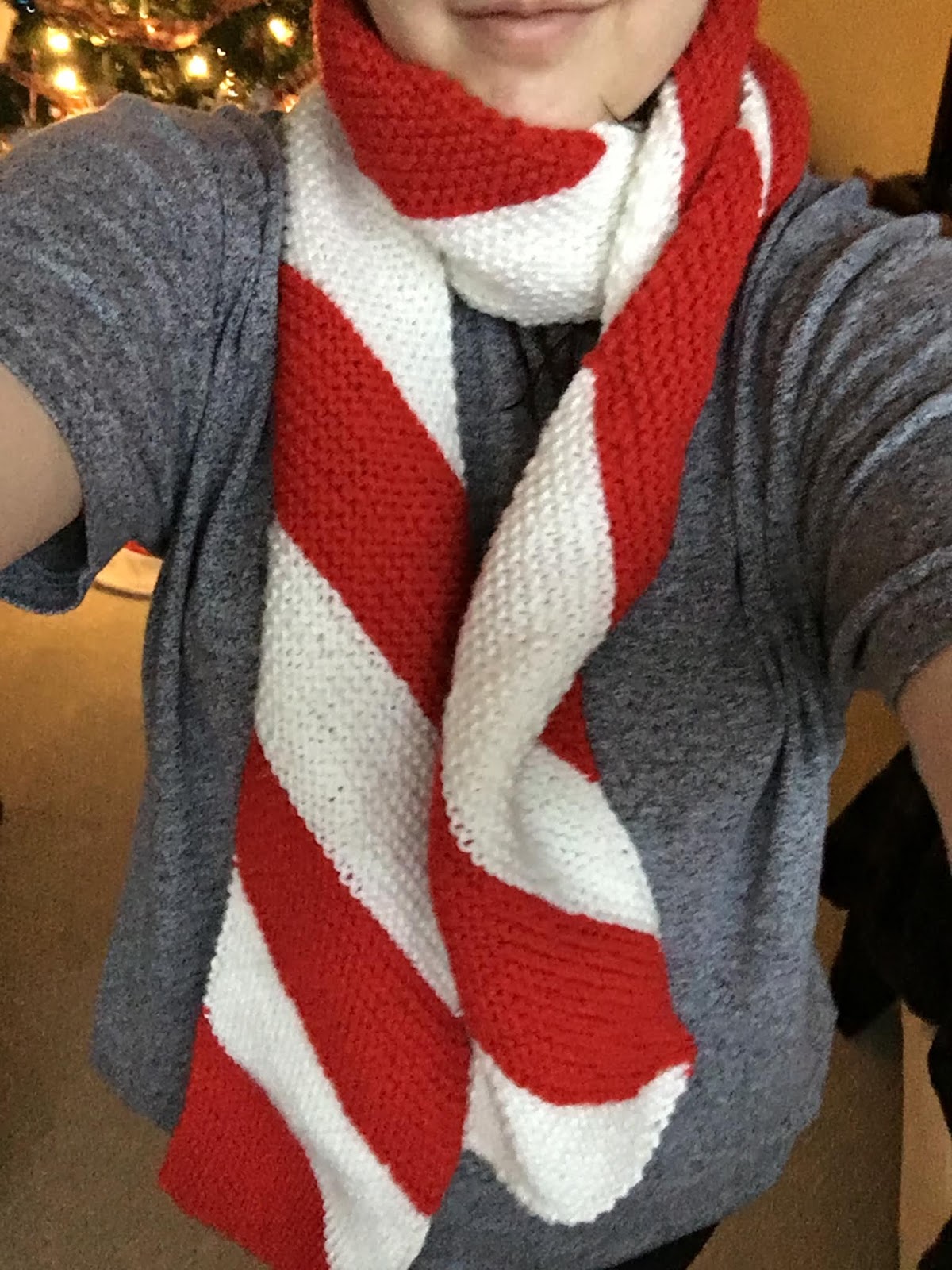 Needles and Wool Finished Knitted Candy Cane Scarf & My Christmas