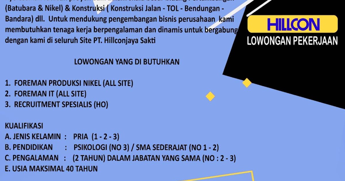 Gaji pt hillcon jaya sakti