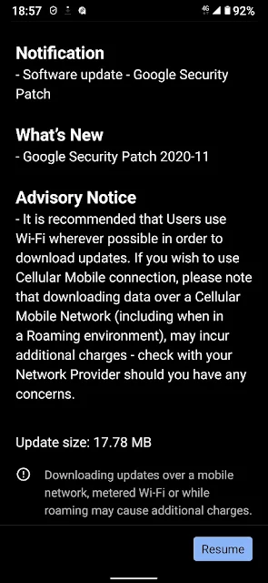 Nokia 6.2 receiving November 2020 Android Security update