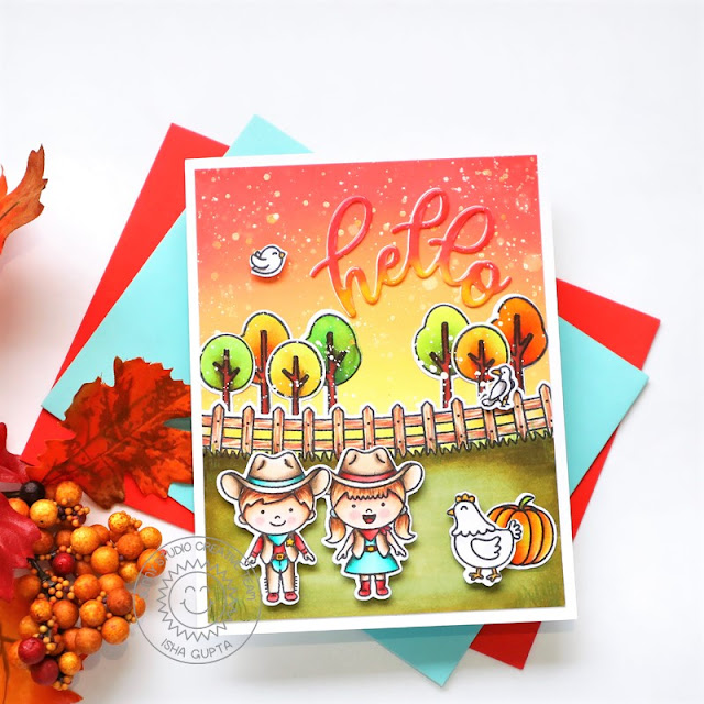 Sunny Studio Stamps: Little Buckaroo Spring Scenes Farm Fresh Fall Themed Card by Isha Gupta