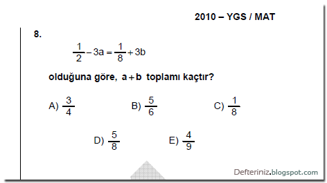 Soru 68 Osym 2010 Ygs Iki Bilinmeyenli Kesirli Denklem Denklem
