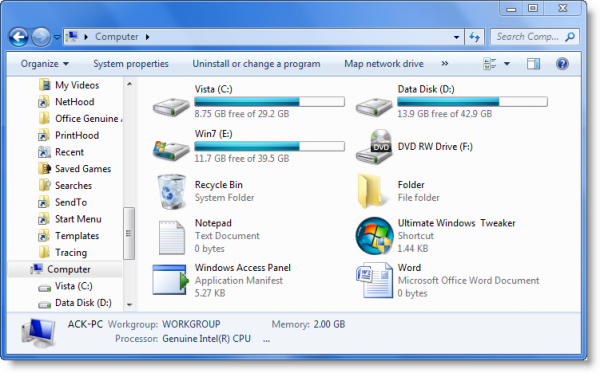 Windows 7 computermap