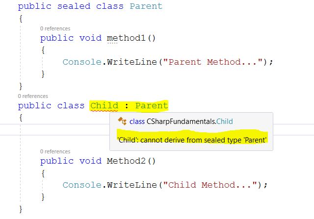 Understand Sealed Class in C# | C#.NET,SQL Server and Microsoft Azure