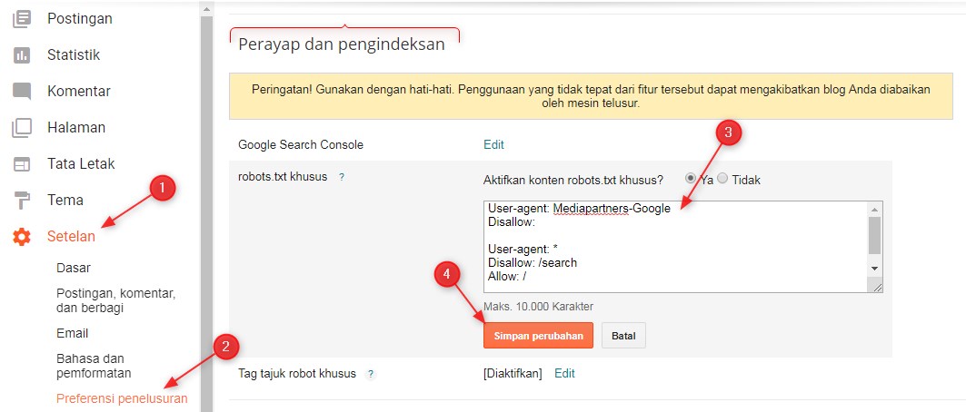 Menambahkan  Robots.Txt Default di Blogger 