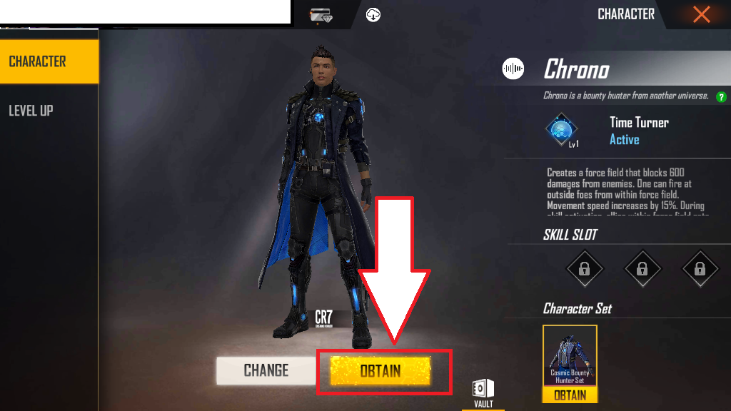 how to get chrono character in free fire