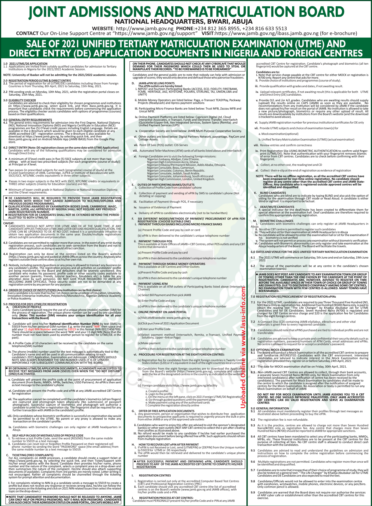 2021 Jamb Utme De Registration Form Instructions Guidelines