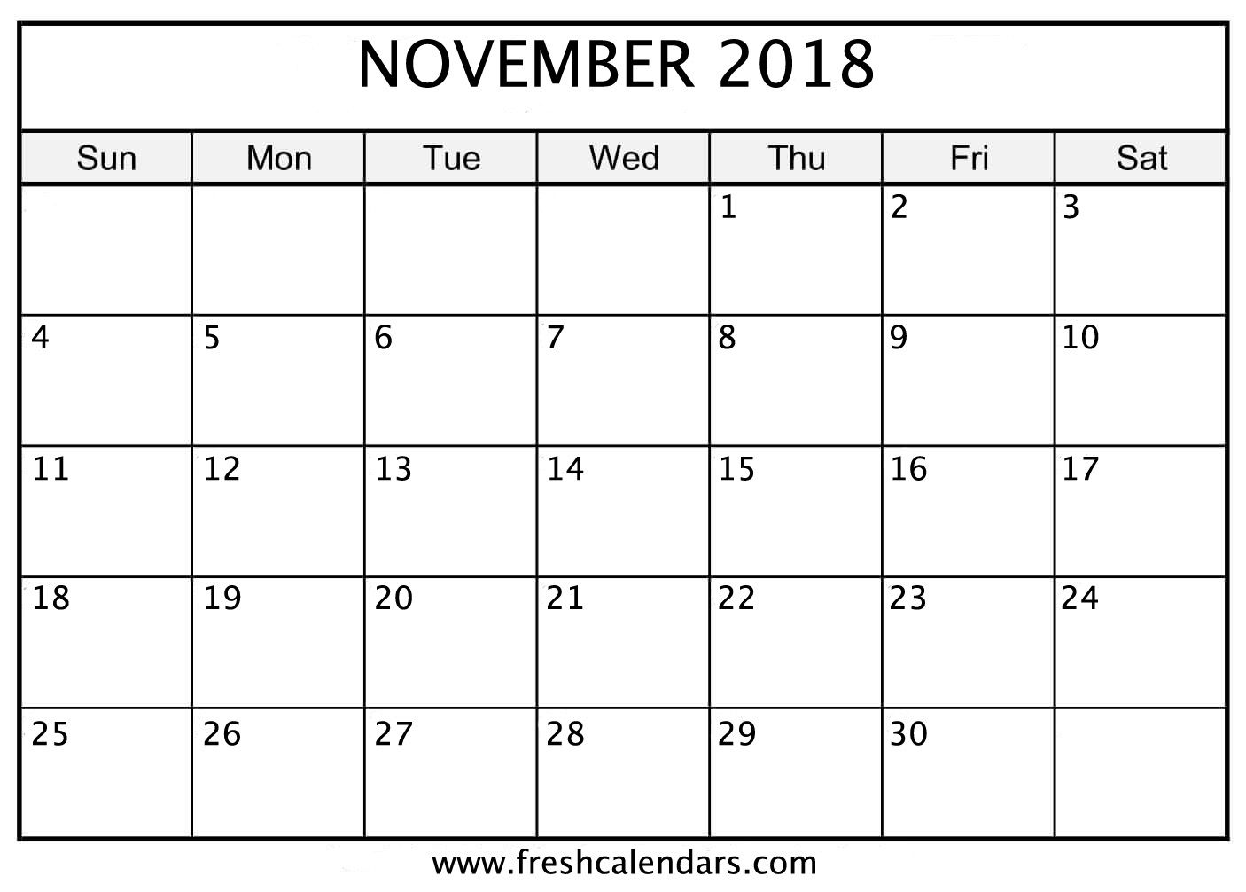 November 2018 Printable Calendar ~ Certificate Letter