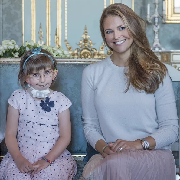 Princess Madeleine is the patron of My Big Day Foundation. Princess Madeleine is the patron of My Big Day Foundation. Princess Leonore at 'Min Stora Dag' party. Princess Madeleine wore VALENTINO Pleated printed silk skirt and Rockstud Pumps