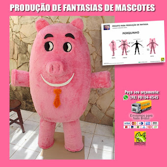 MASCOTE - Fantasia de Porco Rosa Cofre