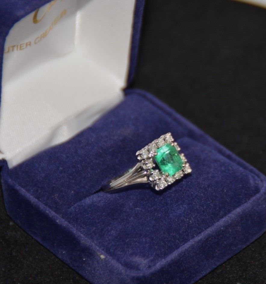 Glamour 1.75 Ct Naturel Émeraude Argent sterling .925 Bague Taille 5 To 9