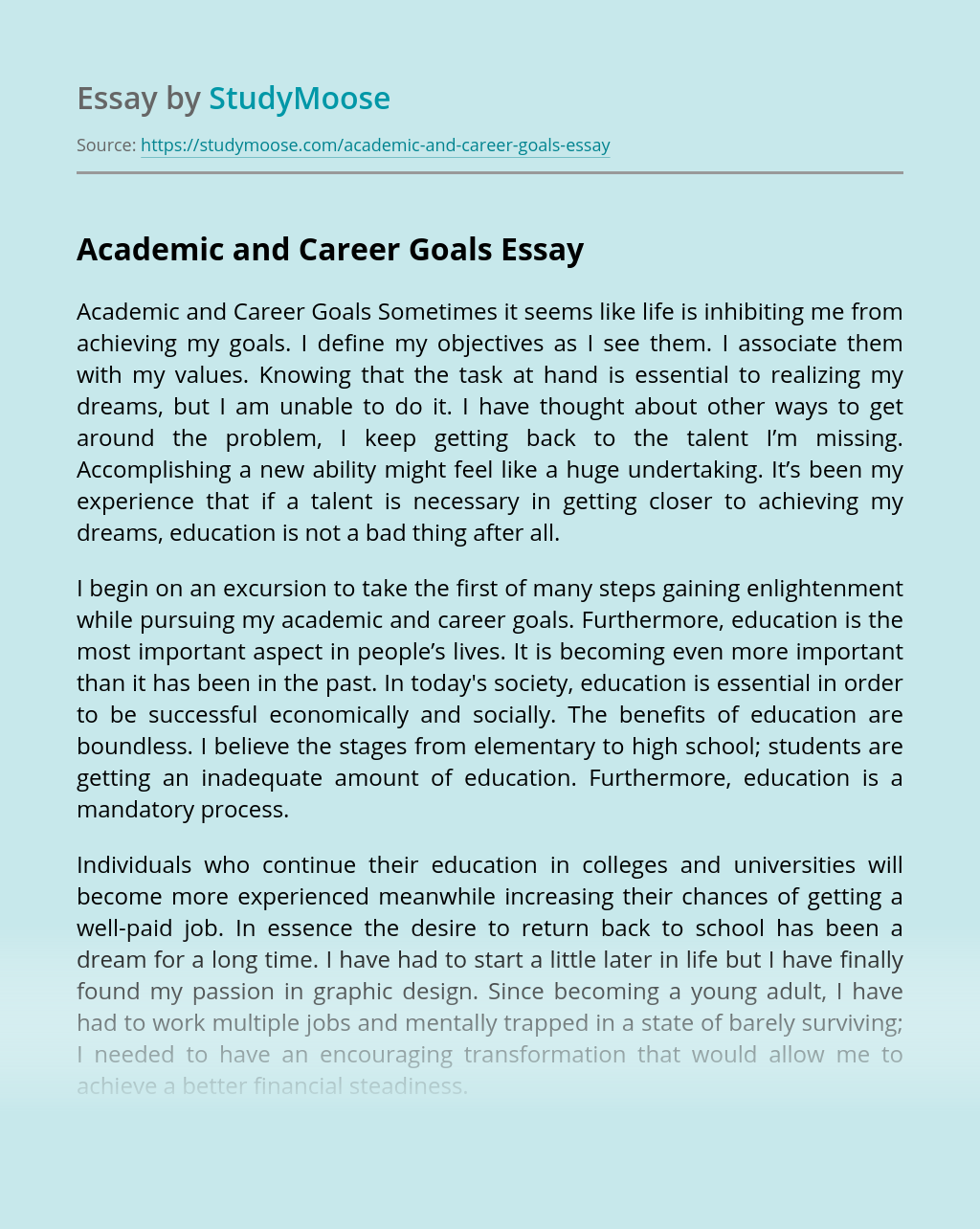 essay examples goals essay