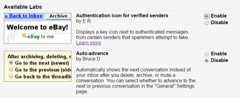 Authentication Icon for Verified Senders in GMail