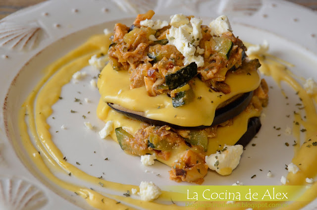 Milhojas De Berenjena Con Crema De Calabaza
