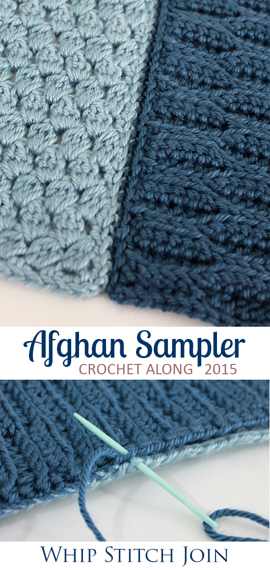 Join crochet squares with a back-loop-only whip stitch | Crochet Along Afghan Sampler for 2015 from The Inspired Wren