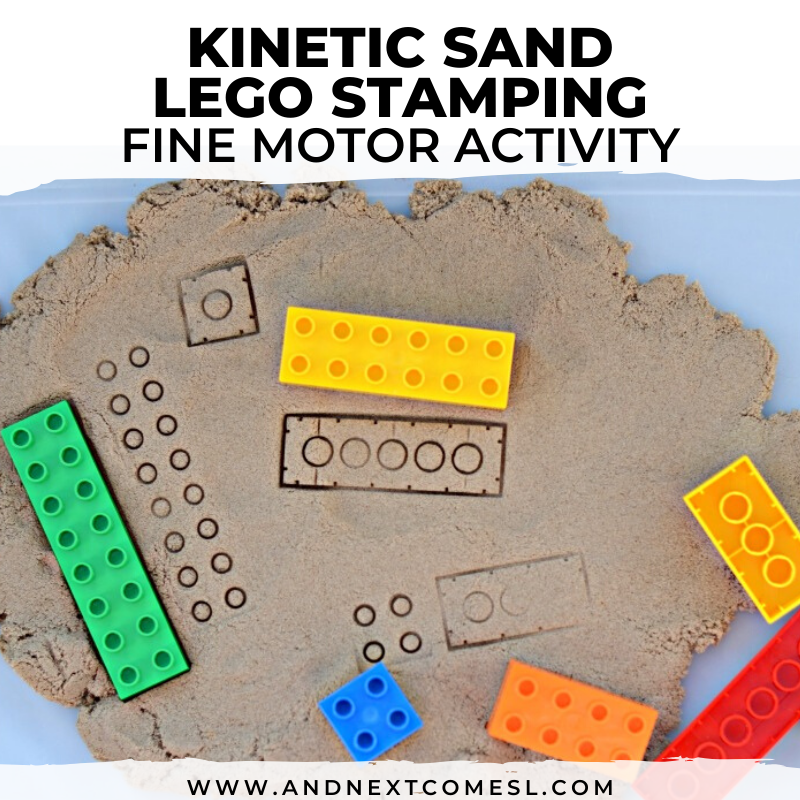 LEGO stamping kinetic sand activity