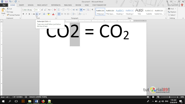 Cara menulis rumus kimia di word