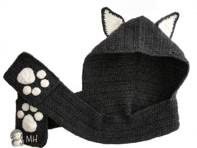 Gorro capucha gato a crochet