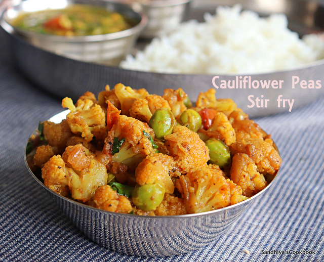 Sandhiya's Cookbook: Cauliflower Peas Curry | Cauliflower Peas Poriyal