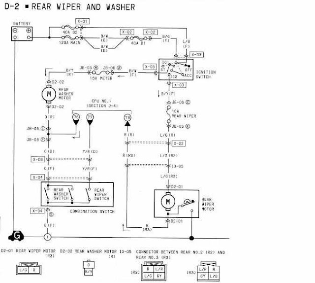 1994 Mazda RX-7 Rear Wiper and Washer Wiring Diagrams | All about