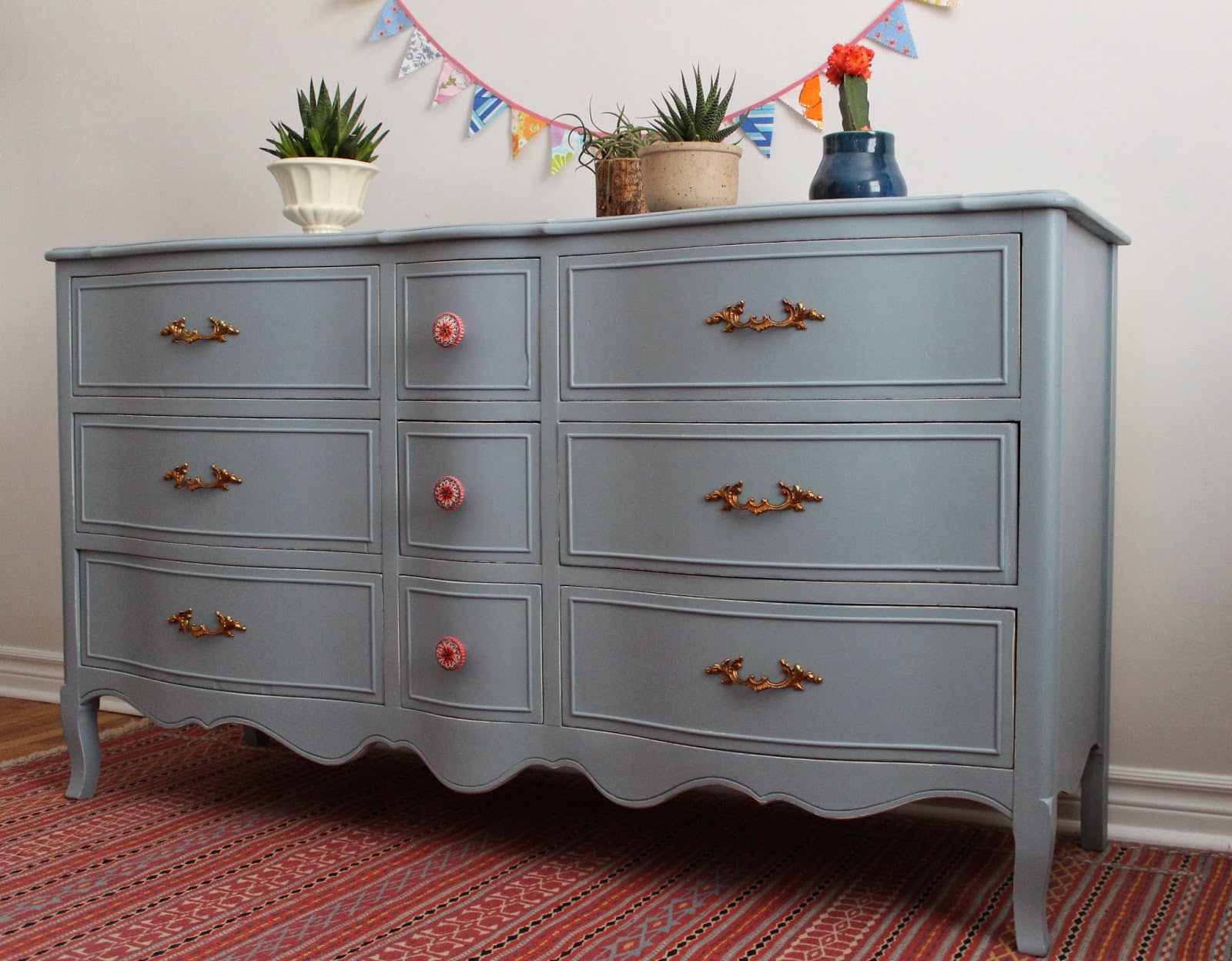 Poppyseed Creative Living Serpentine Dresser Painted in Slate Milk Paint