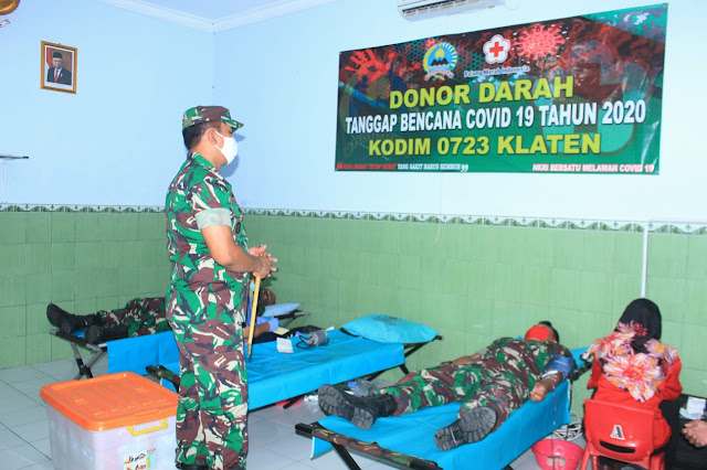 Dandim 0723/Klaten Letkol Kav Minarso,S.I.P Mengecek pelaksanaan Donor Darah
