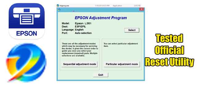 Epson L361 Adjustment program (Reset Utility)