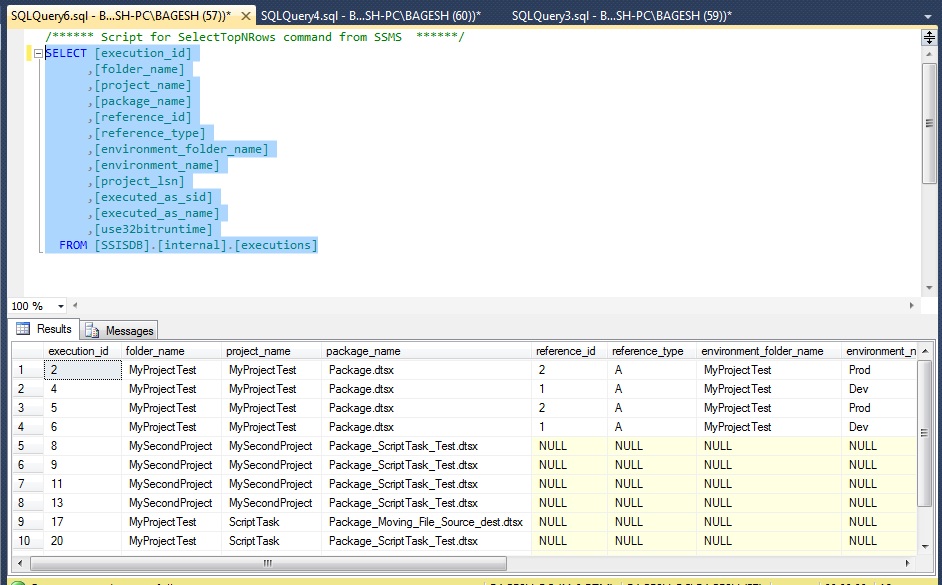 Microsoft Business Intelligence: Execution table in SSISDB