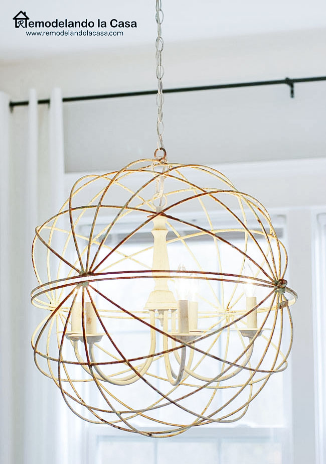 orb, chandelier, sphere, rusty, five lights