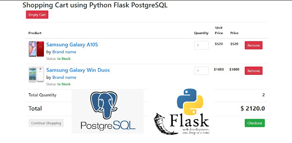 Shopping Cart using Python Flask PostgreSQL | Tutorial101