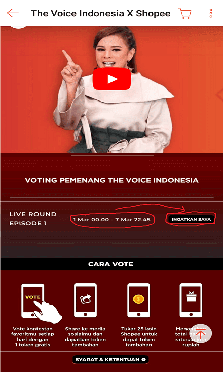 Periode Voting The Voice Indonesia di Shopee. Periode Voting The Voice Indonesia di Shopee.